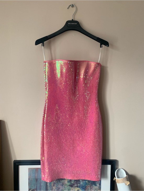 Escada Dresses & Skirts - Escada Pink Iridescent Sequin Strapless Mini Dress